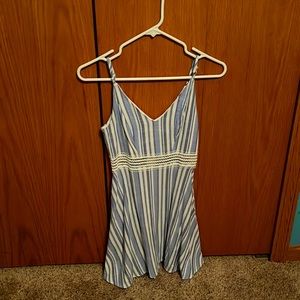 blue and white dress